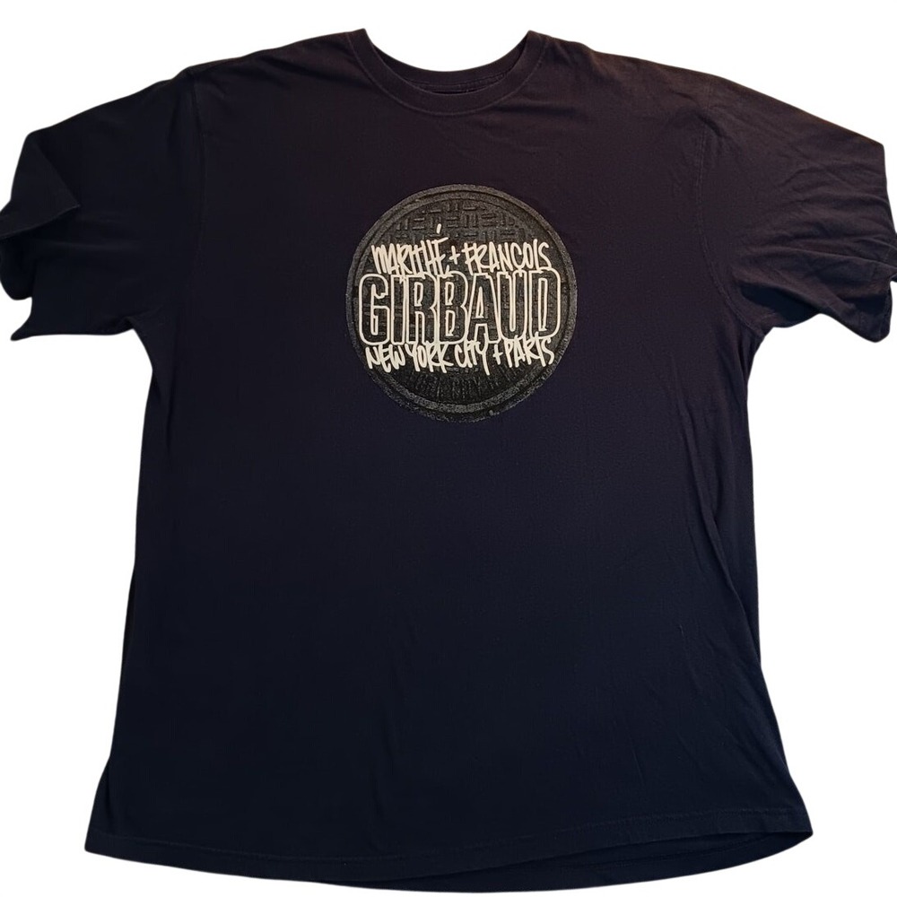 Marithe Francois Girbaud T-Shirt Graphic Men 2XL Navy Blue Y2K Manhole Cover Tee